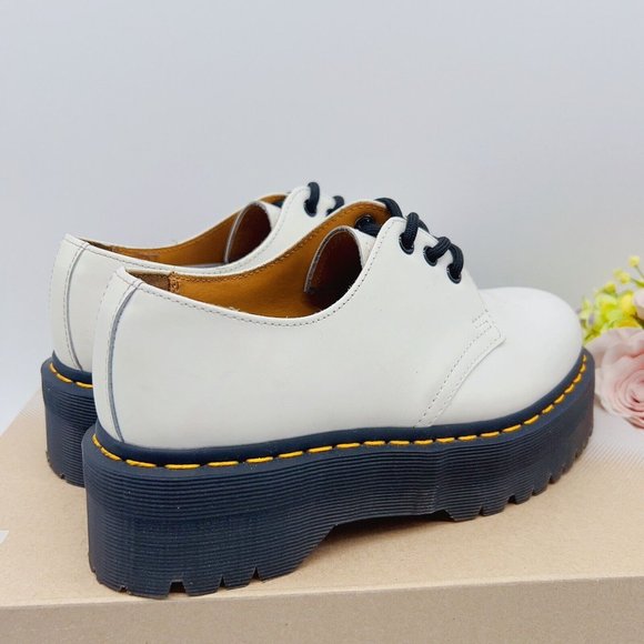 DR. MARTENS 1461 Quad Platform Shoe Oxford White Smooth Leather Womens US 5 EU36 - Picture 6 of 12